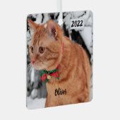 Orange Tabby Katze im Schnee Ornament Aus Metall (Vorderseite Rechts)
