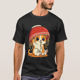 Orange Tabby-Katze isst Ramen-Nudeln Japanischer V T-Shirt
