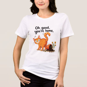 Orange Tabby Katze Lustige Katze Blumentopf Desast Tri-Blend Shirt