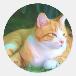 Orange Tabby-Katze Runder Aufkleber