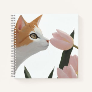 Orange Tabby Katze Tulpen Liebe Notizblock