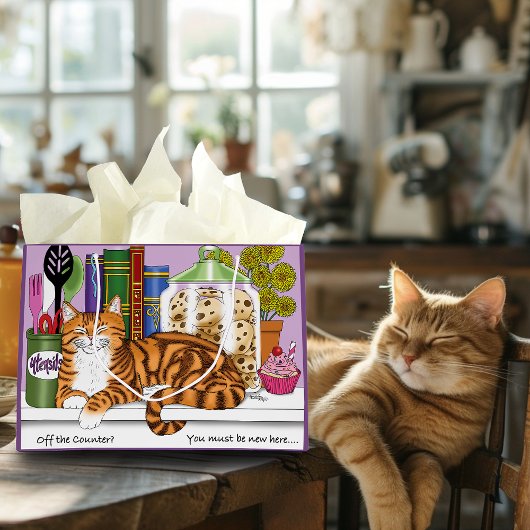 Orange Tabby Kitchen Counter Top Cat Große Geschenktüte