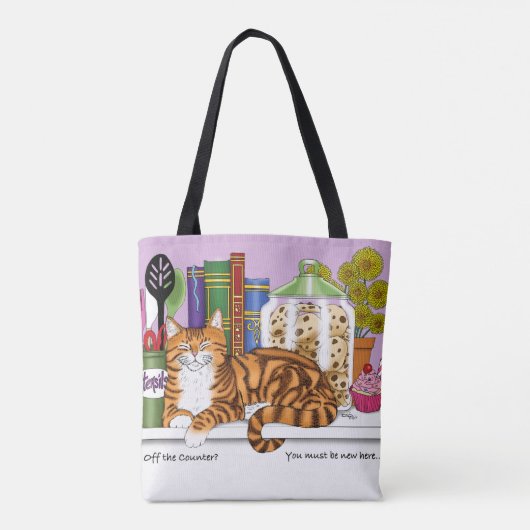 Orange Tabby Kitchen Counter Top Cat Tasche (Rückseite)