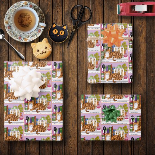 Orange Tabby Kitchen Counter Top Geschenkpapier Set
