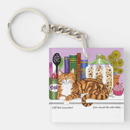 Orange Tabby Kitchen Counter Top Schlüsselanhänger (Vorderseite)