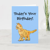 Orange Tabby Kitten auf Blue Birthday Karte (Vorderseite)