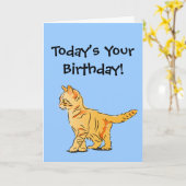 Orange Tabby Kitten auf Blue Birthday Karte (Gelbe Blume)