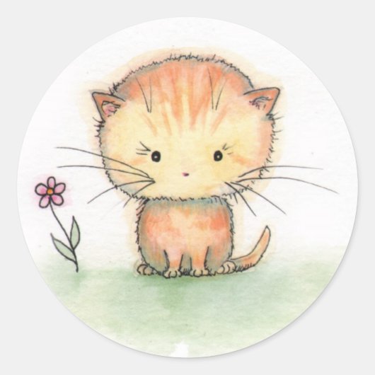 Orange Tabby Kitten Illustration Stickers (Vorderseite)