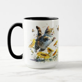 ORANGE TABBY KITTEN KASSE EINE SCHALTFLÄCHE TASSE