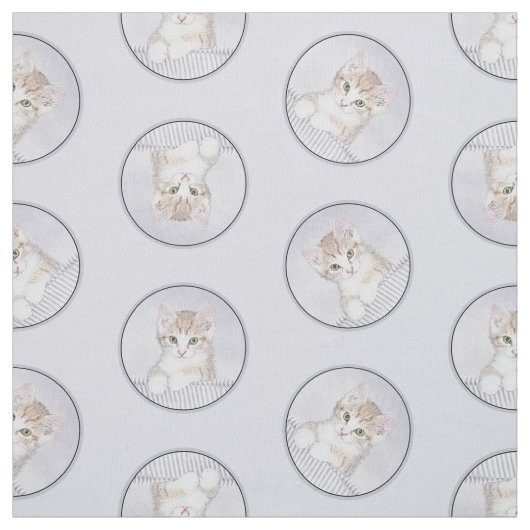 Orange Tabby Kitten Malerei Niedlich Original Kuns Stoff (Muster)