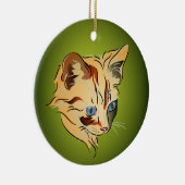 Orange Tabby Kitten mit blauen Augen Weihnachten Keramik Ornament (Rechts)