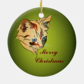 Orange Tabby Kitten mit blauen Augen Weihnachten Keramik Ornament (Hinten)