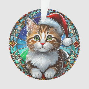 Orange Tabby Kitten mit Weihnachtsmannmütze aus Ha Ornament
