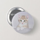 Orange Tabby Kitten Painting - Originelle Katze Ku Button (Vorne & Hinten)