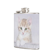 Orange Tabby Kitten Painting - Originelle Katze Ku Flachmann (Links)