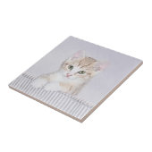 Orange Tabby Kitten Painting - Originelle Katze Ku Fliese (Seite)