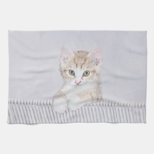 Orange Tabby Kitten Painting - Originelle Katze Ku Handtuch