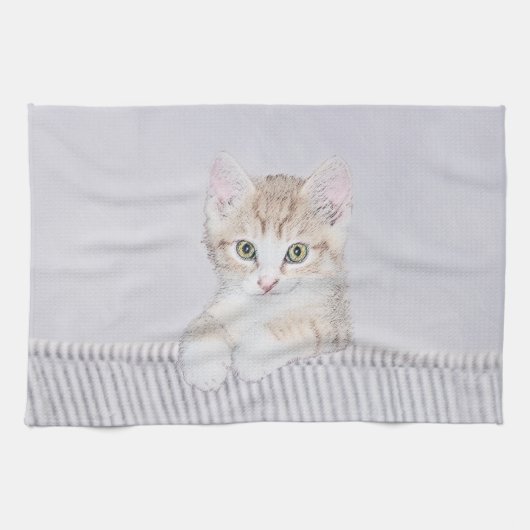 Orange Tabby Kitten Painting - Originelle Katze Ku Handtuch (Horizontal)