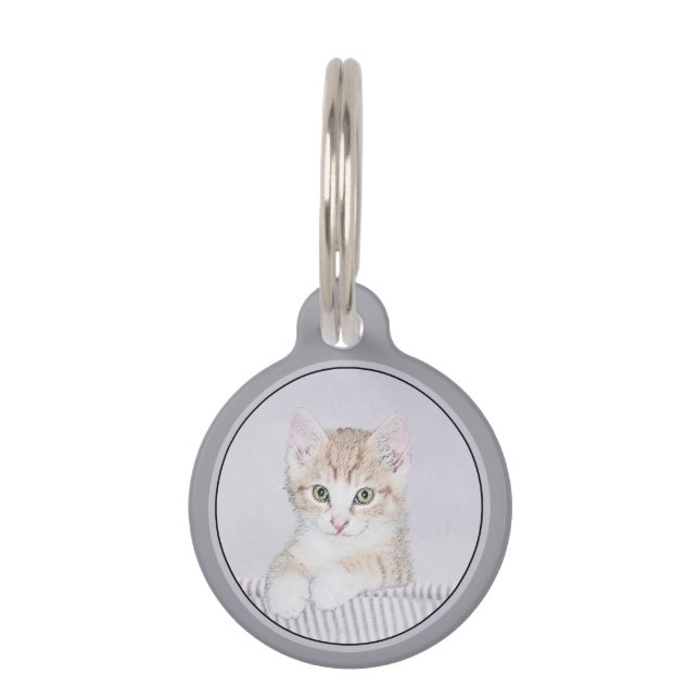 Orange Tabby Kitten Painting - Originelle Katze Ku Haustiermarke (Vorderseite)