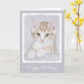 Orange Tabby Kitten Painting - Originelle Katze Ku Karte (Gelbe Blume)