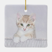Orange Tabby Kitten Painting - Originelle Katze Ku Keramikornament (Rückseite)