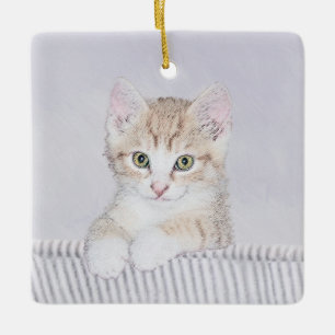 Orange Tabby Kitten Painting - Originelle Katze Ku Keramikornament