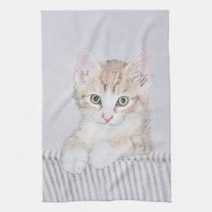 Orange Tabby Kitten Painting - Originelle Katze Ku Küchentuch