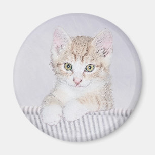 Orange Tabby Kitten Painting - Originelle Katze Ku Magnet