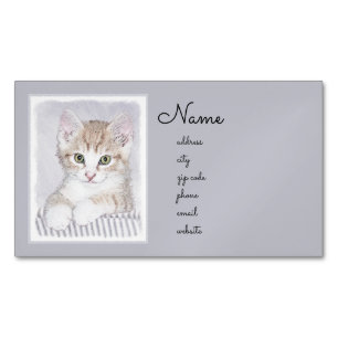 Orange Tabby Kitten Painting - Originelle Katze Ku Magnetische Visitenkarte
