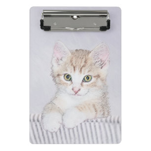 Orange Tabby Kitten Painting - Originelle Katze Ku Mini Klemmbrett