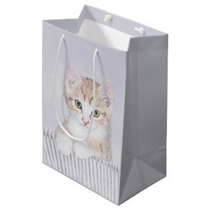 Orange Tabby Kitten Painting - Originelle Katze Ku Mittlere Geschenktüte