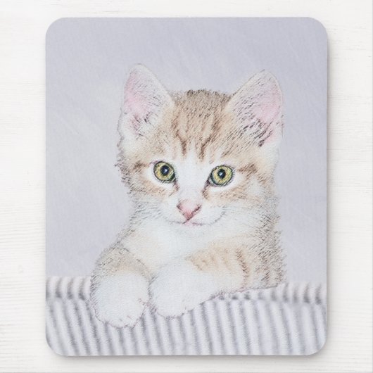 Orange Tabby Kitten Painting - Originelle Katze Ku Mousepad (Vorne)