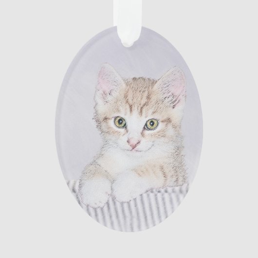 Orange Tabby Kitten Painting - Originelle Katze Ku Ornament (Vorderseite)