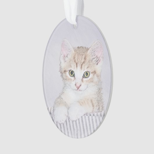 Orange Tabby Kitten Painting - Originelle Katze Ku Ornament (Vorderseite)