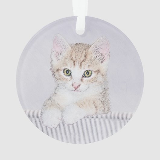 Orange Tabby Kitten Painting - Originelle Katze Ku Ornament (Rückseite)