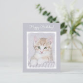 Orange Tabby Kitten Painting - Originelle Katze Ku Postkarte (Stehend Vorderseite)