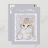 Orange Tabby Kitten Painting - Originelle Katze Ku Postkarte (Vorne/Hinten)