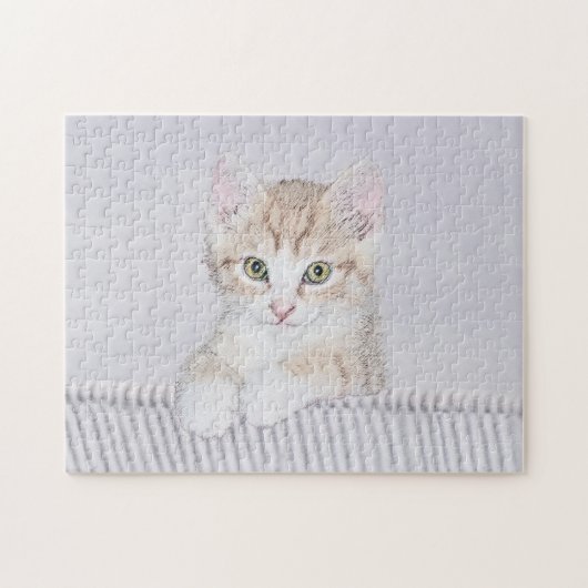 Orange Tabby Kitten Painting - Originelle Katze Ku Puzzle (Horizontal)