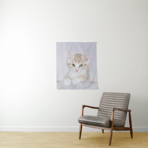 Orange Tabby Kitten Painting - Originelle Katze Ku Wandteppich
