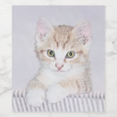 Orange Tabby Kitten Painting - Originelle Katze Ku Weinetikett (Einzelnes Label)