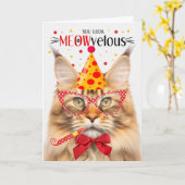 Orange Tabby Maine Coon Cat MEOWvelous Birthday Karte (Gelbe Blume)