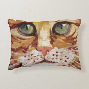 Orange Tabby-Malerei Detail Akzent Kissen