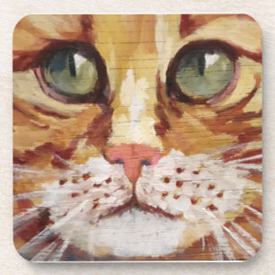 Orange Tabby-Malerei Detail Getränkekasten Getränkeuntersetzer