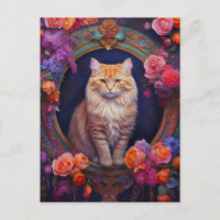 Orange Tabby mit schönen Schmuck und Blume