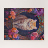 Orange Tabby mit schönen Schmuck und Blume Puzzle (Horizontal)