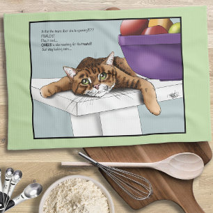 Orange Tabby Niedliche Leckereien Geschirrtuch