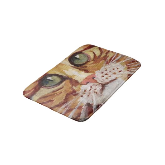 Orange Tabby Painting Detail Badematte (Schrägansicht)