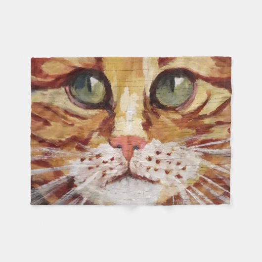 Orange Tabby Painting Detail Fleece Blanket (Vorderseite (Horizontal))