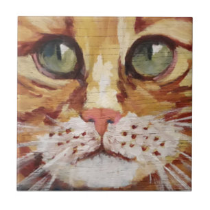 Orange Tabby Painting Detail Keramik Tile Fliese