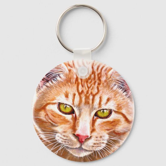 Orange Tabby Painting Schlüsselanhänger (Vorderseite)